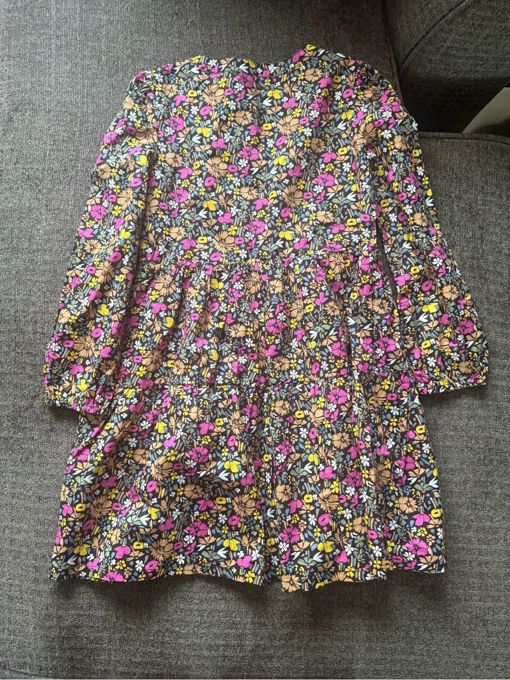 NWT GAP Kids pintuck Tiered Floral Dress brown ditsy floral girls Sz M